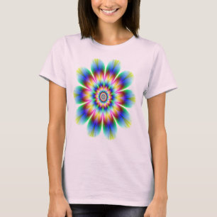 Camiseta Explosión del arco iris de la flor del fractal