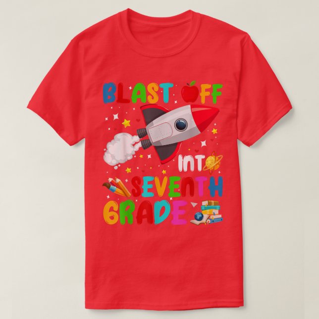 Camiseta Explosión en el espacio exterior del cohete de 7º  (Diseño del anverso)