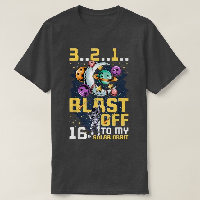 Camiseta Explosión En Mi 16ª Orbita Solar, 16º Cumpleaños C (Diseño del anverso)
