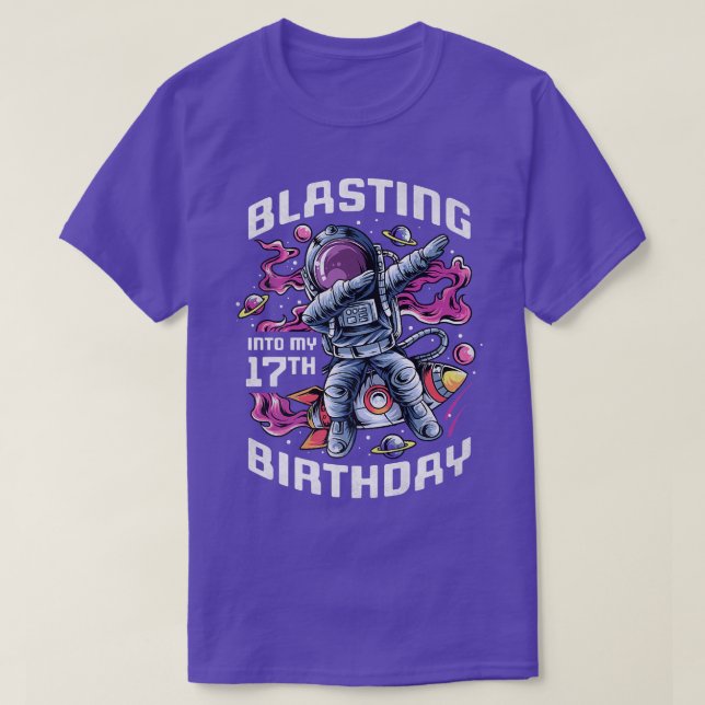 Camiseta Explosión en mi cumpleaños número 17, Astrón de 17 (Diseño del anverso)