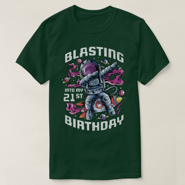 Camiseta Explosión en mi cumpleaños número 21, Astrón de 21 (Diseño del anverso)