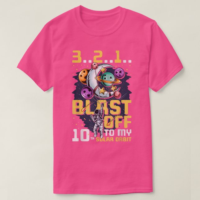 Camiseta Explosión en mi décima órbita solar, décimo cumple (Diseño del anverso)