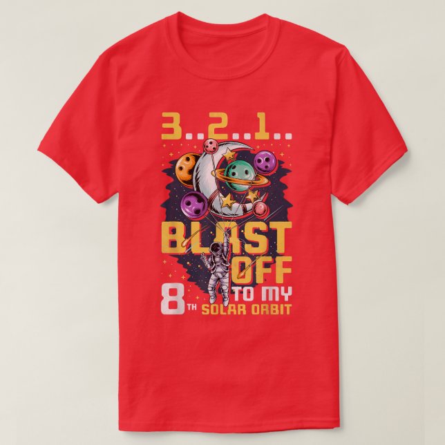 Camiseta Explosión En Mi Octava Orbita Solar, Octavo Cumple (Diseño del anverso)