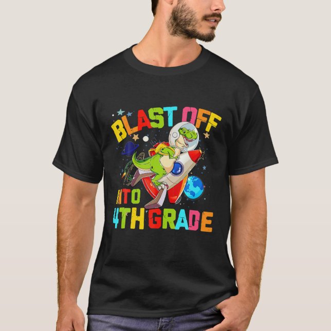 Camiseta Explosión en un astronauta de dinosaurio de 4º Gra (Anverso)