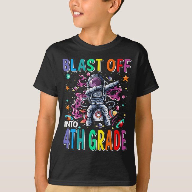 Camiseta Explosión en un cohete de 4º grado de vuelta a la  (Anverso)