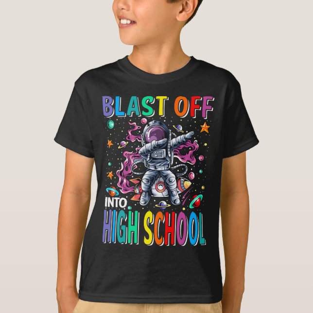 Camiseta Explosión en un cohete escolar de secundaria de vu (Anverso)