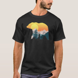 Camiseta Exposición Doble Surrealista De Un Oso Con Montaña