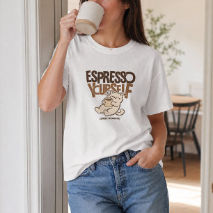 Camiseta Exprésate a ti mismo Gato de Café Lindo – Cómico C