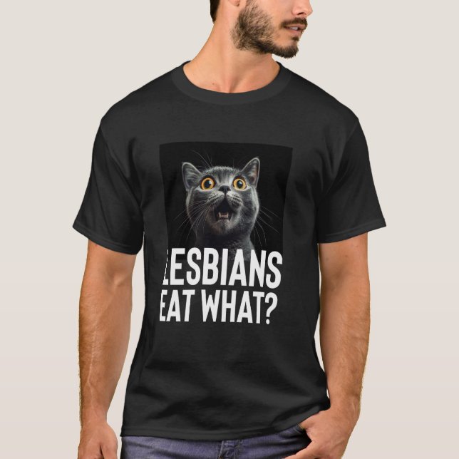 Camiseta Expresión divertida de gato meme lésbico (Anverso)