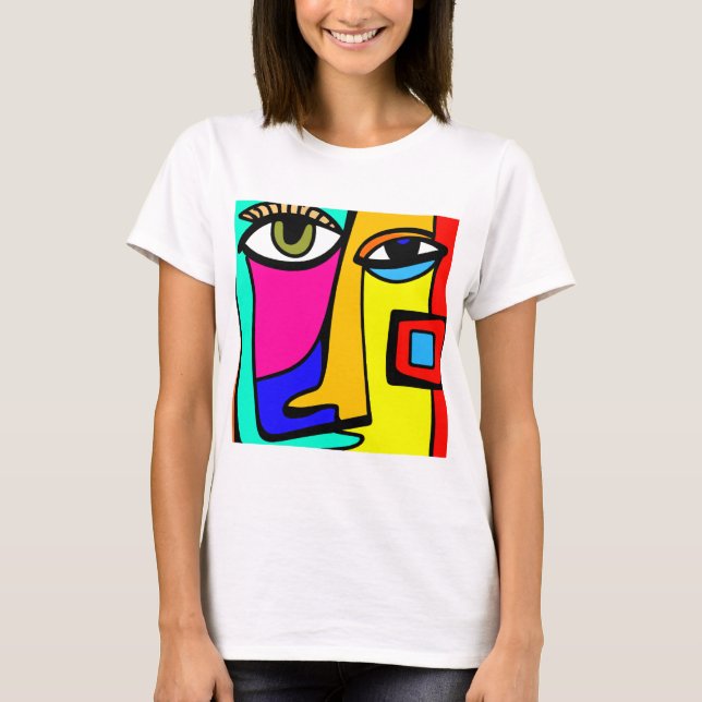 Camiseta Expresión Radiante: Colorido Abstract Face Tee (Anverso)