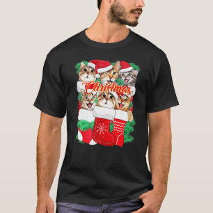 Camiseta Expresiones de Cara de Gato Adorable Gato de Navid