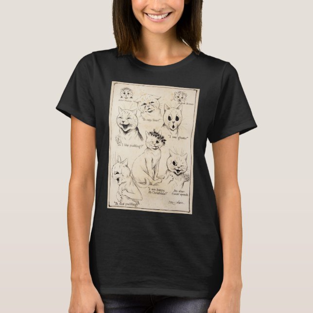 Camiseta Expresiones faciales de varios gatos, Louis Wain (Anverso)