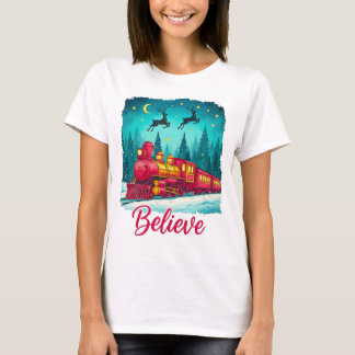Camiseta Expreso de Navidad Vintage Tren Nieve Arte de Invi