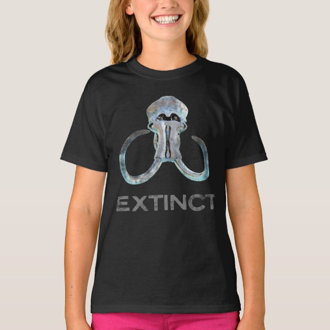 Camiseta Extinct Wooly Mammoth Fossil Head Versión 2 (Anverso)