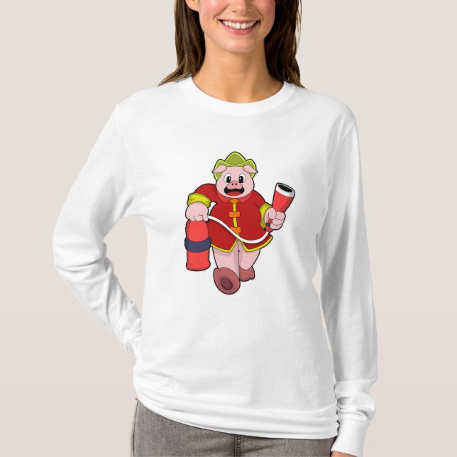 Camiseta Extintor de incendios para bomberos de cerdo (Anverso)