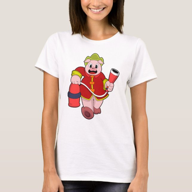 Camiseta Extintor de incendios para bomberos de cerdo (Anverso)