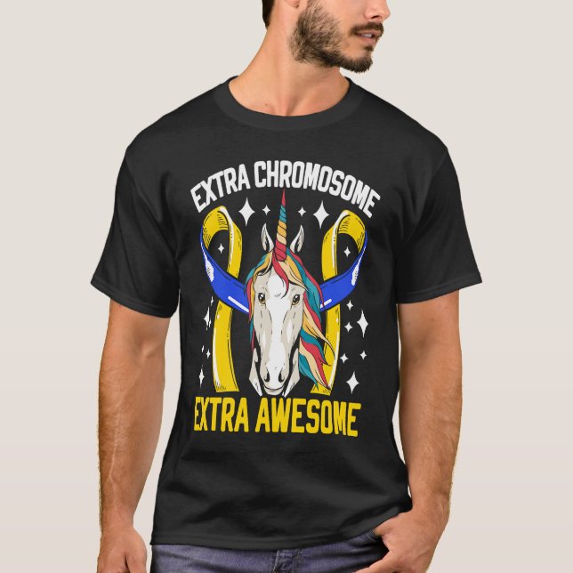 Camiseta Extra Chromosome Extra Awesome Down Syndrome Unico (Anverso)