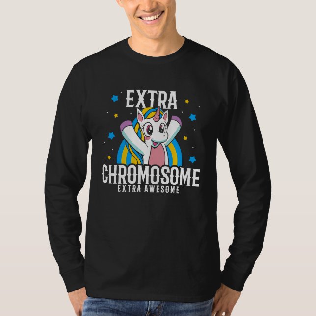 Camiseta Extra Chromosome Extra Awesome Unicorn Down Syndro (Anverso)