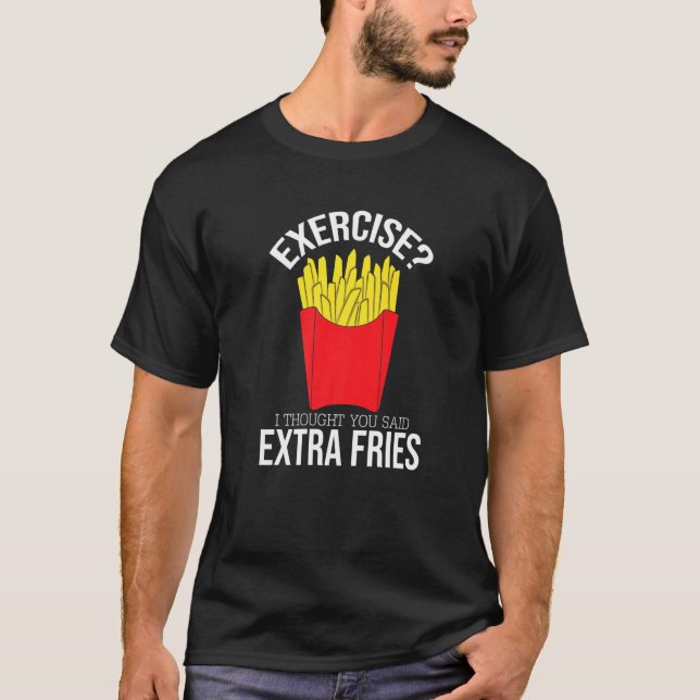 Camiseta Extra Fries Franceses Humor de texto gracioso rápi (Anverso)