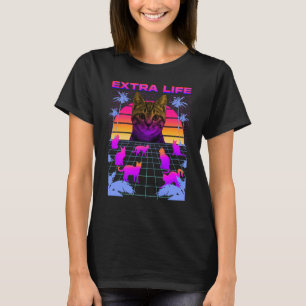 Camiseta Extra Life Vaporwave Cat Kitten Kitty Cat Mom