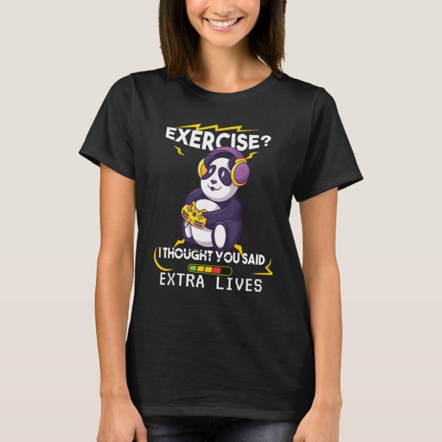 Camiseta Extra Lives Video Game Controller Gaming Panda G (Anverso)