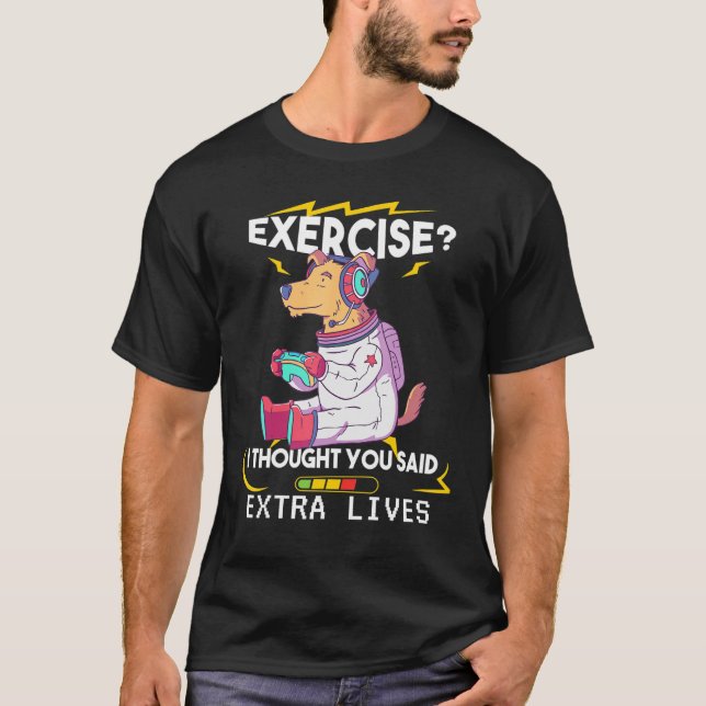 Camiseta Extra Lives Video Game Controller Retro Dog Gamer (Anverso)