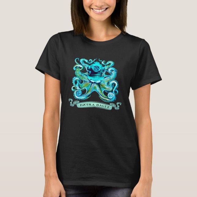 Camiseta Extra Salty Scuba Diver Octopus Deep Sea Diving Oc (Anverso)