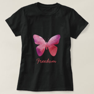Camiseta Extraña libertad de mariposa rosa