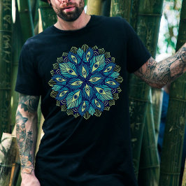 Camiseta Extraña Psicodelia Ojos Floral Azul