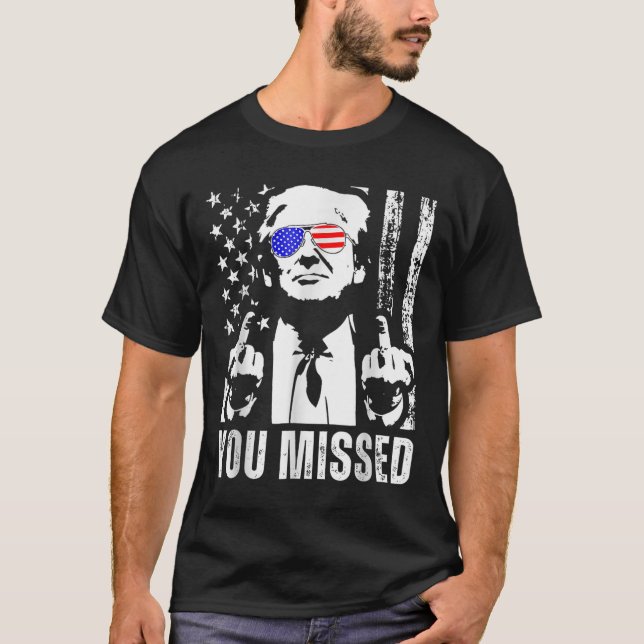 Camiseta Extrañaste a Trump 2024: Funny de la bandera estad (Anverso)