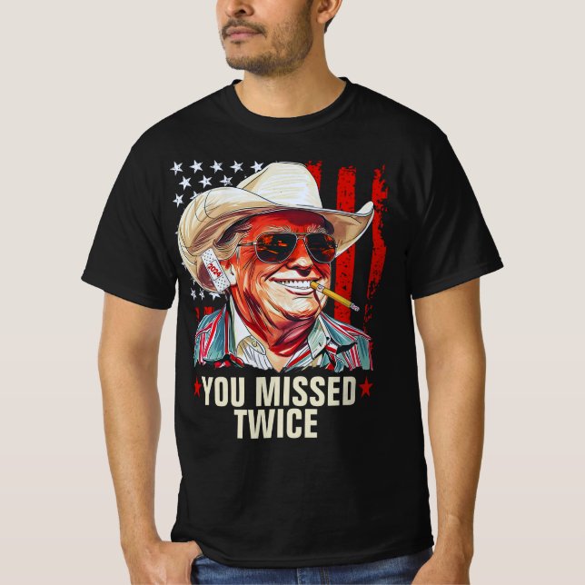 Camiseta Extrañaste dos Vaqueros de Trump Occidental | Trum (Anverso)