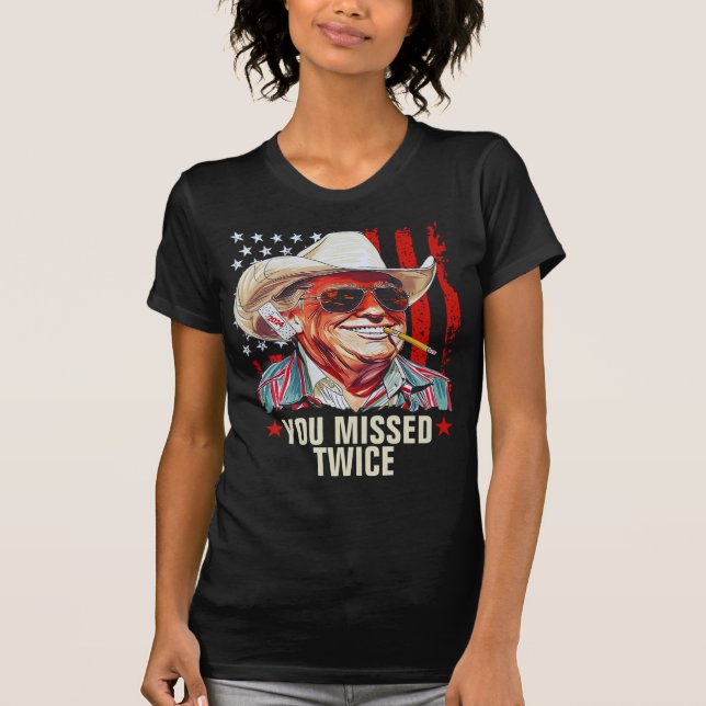Camiseta Extrañaste dos Vaqueros de Trump Occidental | Trum (Anverso)