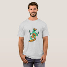 Camiseta extranjera que anda en monopatín