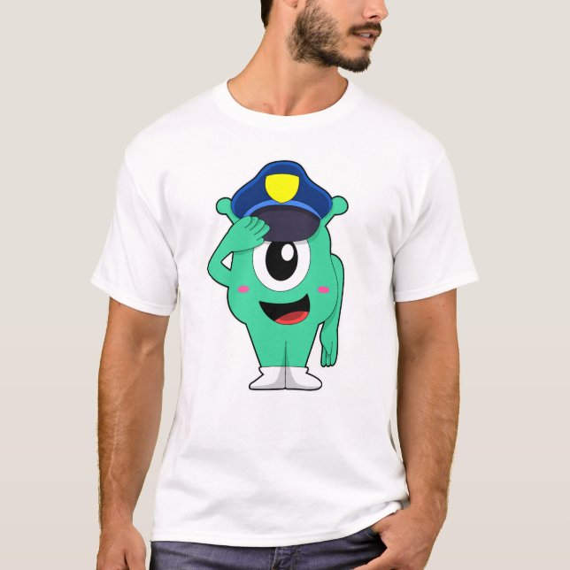 Camiseta Extranjero como agente de policía con gorra de pol (Anverso)