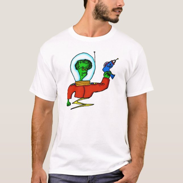 Camiseta Extranjero del espacio exterior con arma láser (Anverso)