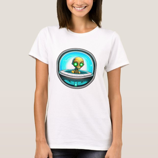 Camiseta Extranjero terrestre volando un OVNI (Anverso)