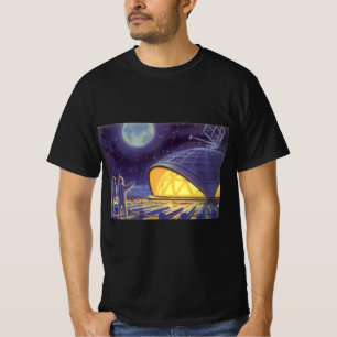 Camiseta Extranjeros de ciencia ficción vintage en luna azu