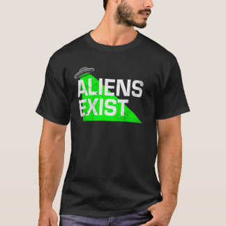 Camiseta Extranjeros de OVNI existen con luz verde angustia