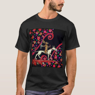 Camiseta EXTRAÑO conejo BESTIARIO MEDIEVAL montando un perr