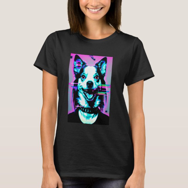 Camiseta Extraño Perro Glitch Trippy Vaporwave Alt Harajuku (Anverso)
