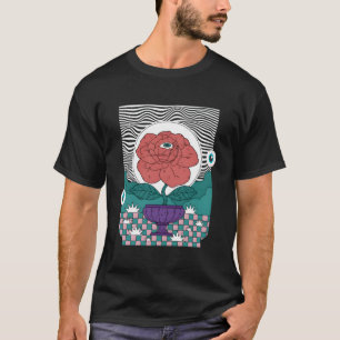 Camiseta Extraño Rosa Estético Con Ilusión De Ojos