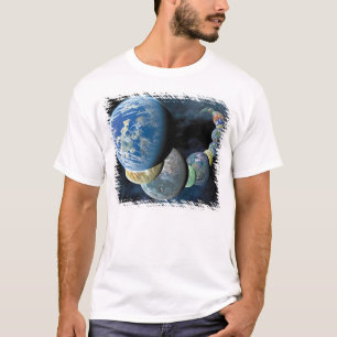 Camiseta Extraños Nuevos Mundos Montaje de Planetas Alien