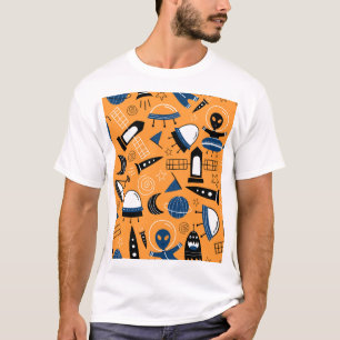 Camiseta Extraterrestre con OVNI, naves espaciales, patrón