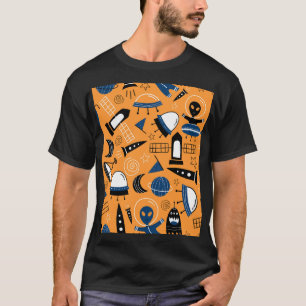 Camiseta Extraterrestre con OVNI, naves espaciales, patrón