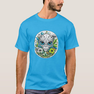 Camiseta Extraterrestre en la noche estrellada de flores