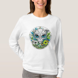 Camiseta Extraterrestre en la noche estrellada de flores