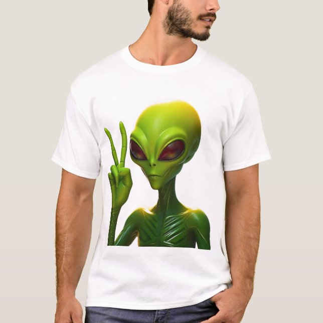 Camiseta Extraterrestre haciendo la señal de paz (Anverso)