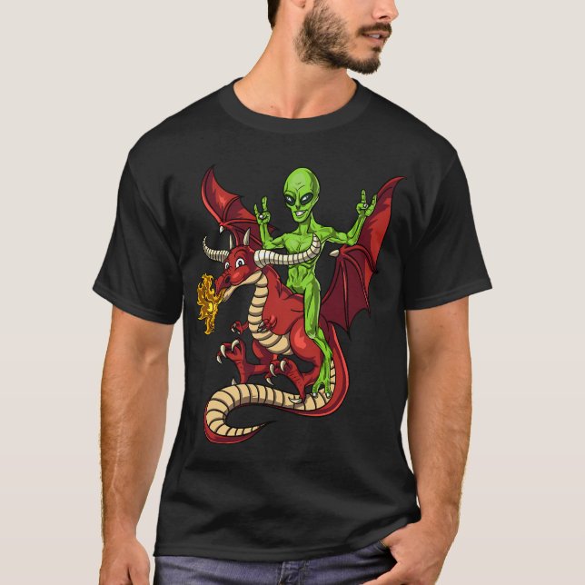 Camiseta Extraterrestre montando un dragón (Anverso)