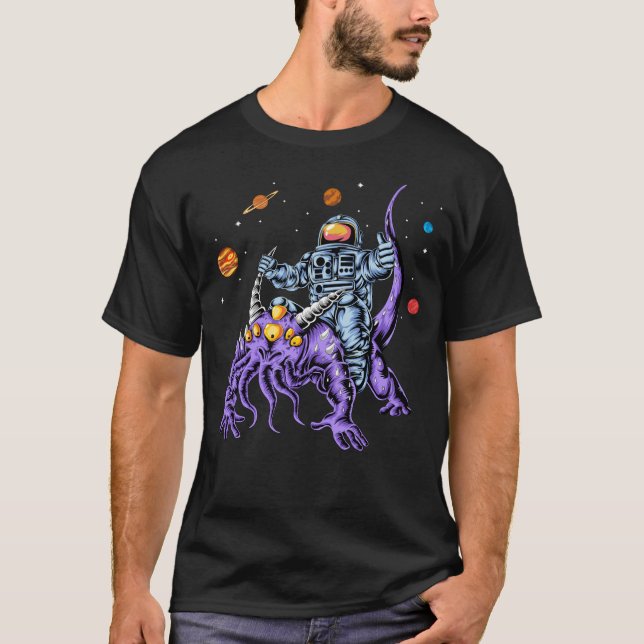 Camiseta Extraterrestre que monta astronautas (Anverso)