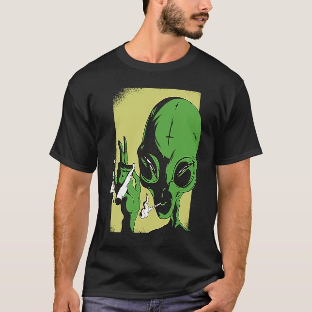 Camiseta extraterrestres de espacio alienígena ufo fumando (Anverso)